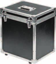Case with slotted foam sheets for holding A4 boards and permanently attached lid with a stop in the open position.