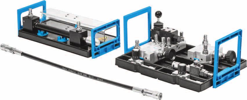 Hydraulics training packages > Equipment sets > Hydraulics Equipment set TP 50 + Advanced level Systematic troubleshooting Realistic Equipment set TP 50+ from Festo Didactic is an extension to