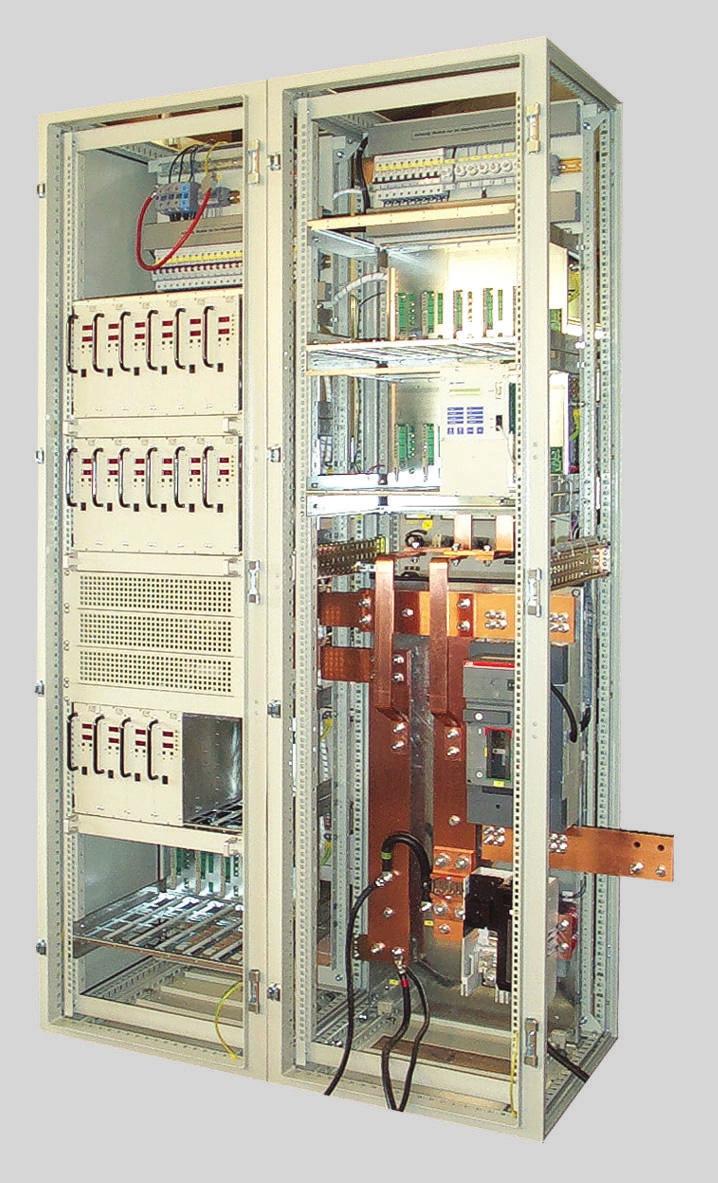 7kW/55A charging rectifiers makes up a parallelredundant UPS system with two maintenance-free 48V/1000Ah