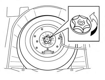Changing the spare tire with BOSE sub-woofer (if so equipped) 1. To loosen the bolt, turn counterclockwise. 2. Once free, remove the bolt.