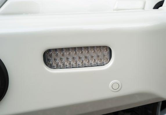 To assist with valuable air flow to the radiator the split pan has a two piece grill for an integrated appearance. Hi-Lift Jack Points: Hi-Lift Jack points are located directly below the buffers.