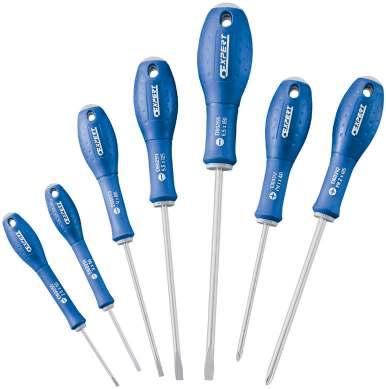 SCREWDRIVERS, KEYS & BITS SET OF 7 SOTTED HEAD-PHIIPS SCREWDRIVERS Screwdrivers for slotted head screws (electrician): 2.
