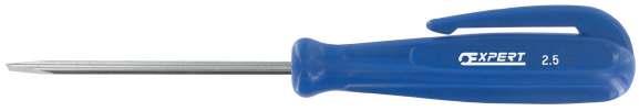 SCREWDRIVERS, KEYS & BITS MINI SCREWDRIVER MINI FAT BADE SCREWDRIVER Blue celluloses acetate grip. Nickel-plated Chrome Vanadium round blade. Staple on E161111.