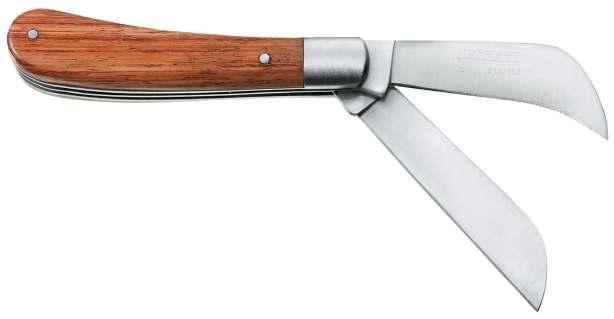 Stainless steel blade. Wooden handle. mm E117762 180 77 1 3258951177624 SINGE-BADE EECTRICIANS KNIFE Stainless steel billhook blade 60mm.