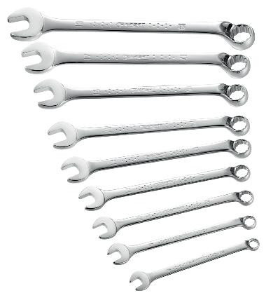 WRENCHES OFFSET COMBINATION WRENCHES - METRIC ISO 691 - ISO 1711-1 - ISO 3318 - ISO 7738 - DIN 3113 12-point OGV ring angled at 10. Open end angled at 15 from handle axis.