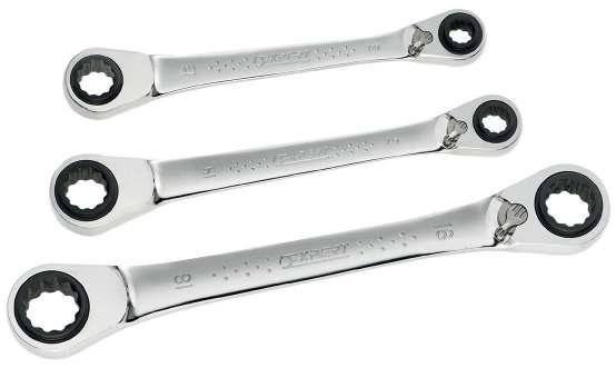 WRENCHES SET OF 3 4-IN-1 RATCHETS - MM Contains sizes 8-19 mm.