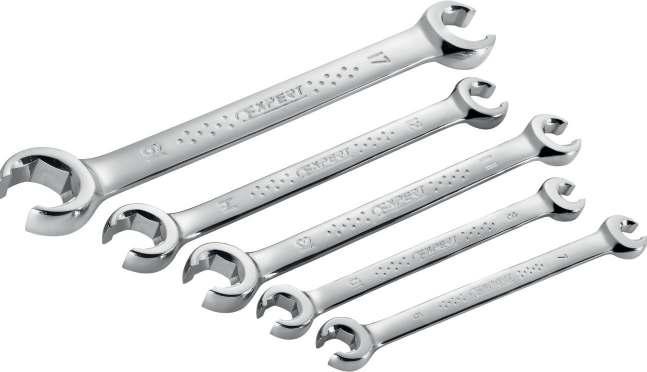 WRENCHES SET OF 5 FARE-NUT WRENCHES 6-POINT X 6-POINT Supplied on plastic rack. Content set Quantity E112501 7x9-8x10-11x13-12x14-17x19 mm.