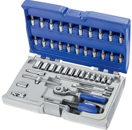 RATCHETS - SOCKETS 1/4" SOCKET SETS 1/4" SOCKET AND ACCESSORY SET - METRIC AND INCH - 73 PIECES 1/4" hex sockets: 4-4.5-5-5.5-6-7-8-9-10-11-12-13-14mm. 1/4" deep hex sockets: 5-5.