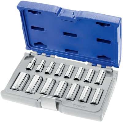 RATCHETS - SOCKETS 3/8" SOCKET SETS 3/8" SOCKET AND ACCESSORY SET - METRIC - 61 PIECES 3/8" 12-point sockets: 6-7-8-9-10-11-12-13-14-15-16-17-18-19-20-21-22-23-24mm.