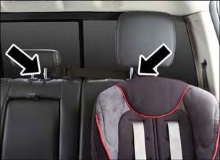 NOTE: If there are child seats in both of the outboard (left and right) seating positions, the tether strap hooks of both child seats should be connected to the center tether strap loop.
