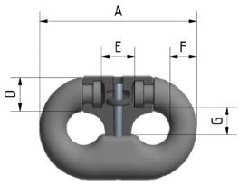 C-Links C-Type Connector Type Approved by DNV-GL Offshore accessory to be used for Temporary Mooring as defined in DNVGL-OS-E301, Position Mooring chain dia.