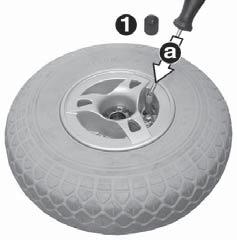 Repairs - mechanics 18.3.4 Replacing the inner tube / tyre Remove the damaged wheel. Unscrew the valve cap (1).