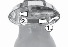 1 Replacing bulb in headlight Bulb version used: 24 V / 10 Watt Removing the lamp lens Loosen the fixing screws (1)