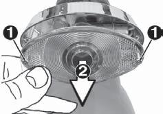 ) Press the bulb in lightly and remove by turning 1/8 turn to the left. (2.) Pull the bulb out of the lamp holder.