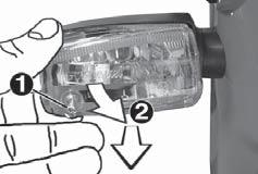 Repairs - lighting 18.4.2 Replacing bulbs in front indicators Bulb version used: 24 V / 10 Watt Loosen the fixing screw (1) and remove the indicator lens (2).
