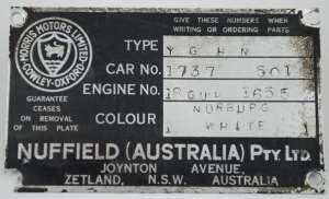 Note: some of the earlier Mk 1s had the following ID plate: Inexplicably, this plate was found on the first