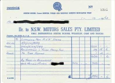 Original 1963 invoice (love the price!) 3. Original Registration Papers In some states, it is possible to have an archival search done for a small charge. (In the registry on www.mgbsmadeinaustralia.