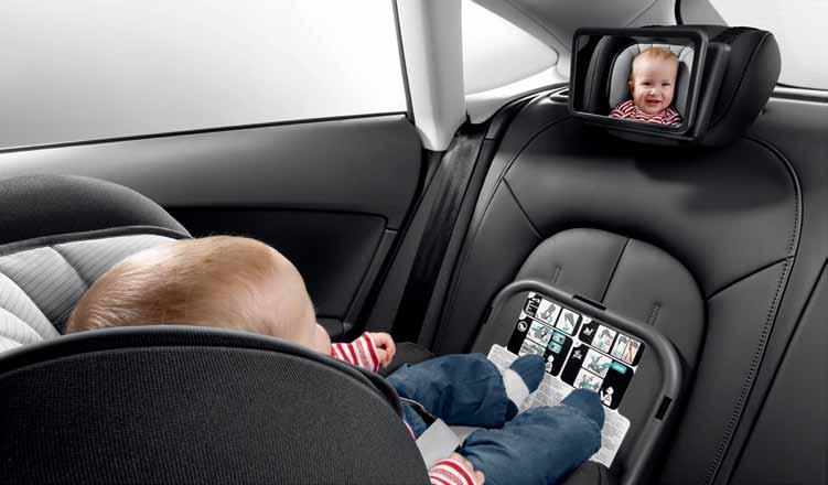 journey as the grown-ups. 2 1 Audi baby mirror The velcro fastener enables the baby mirror to be easily attached to the rear seat head restraints.