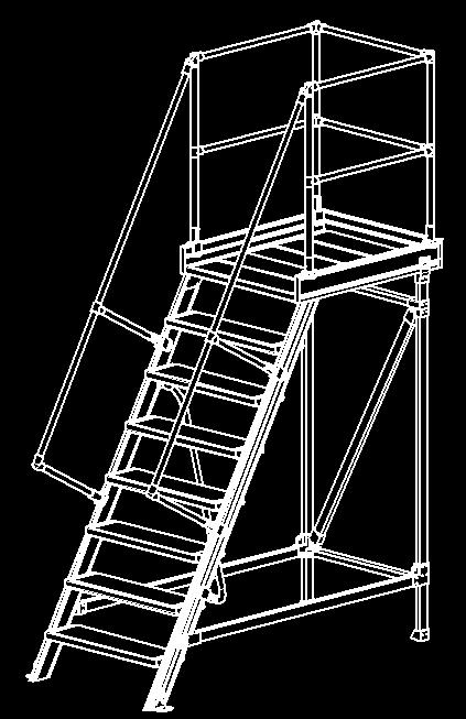 Steps with platform, with support element»100 S range«assignment from Page C.03 Advantages n Ladders for operating and inspecting machinery etc.