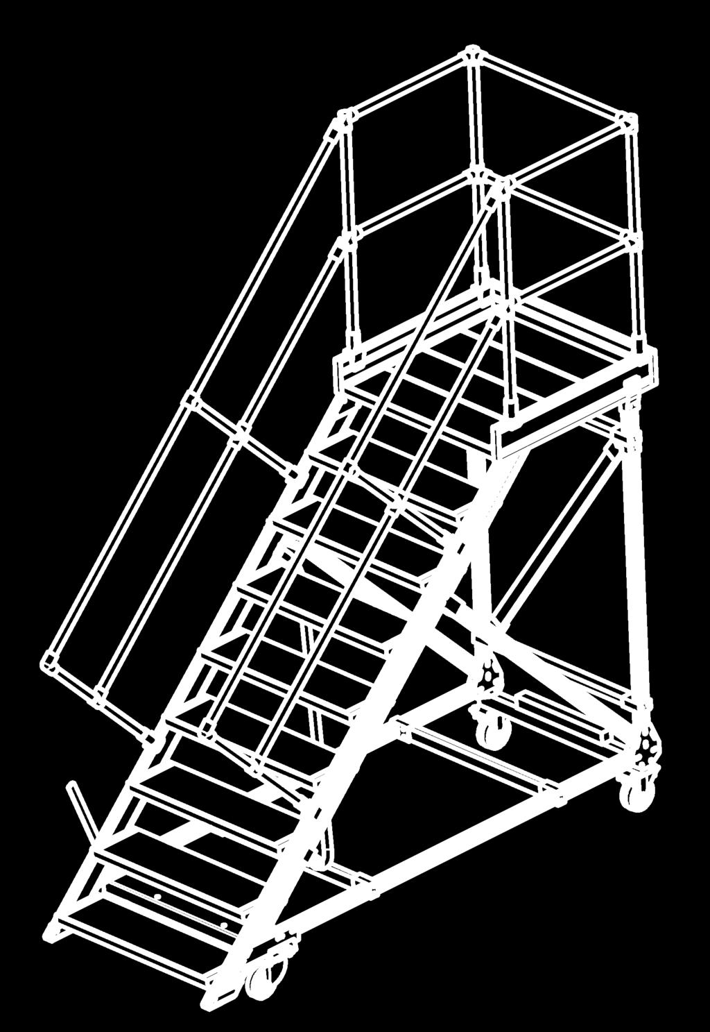 both sides of the ladder n On three sides of the platform (other versions possible at the request of the customer) Support element n Made from aluminium section with cast aluminium connectors n