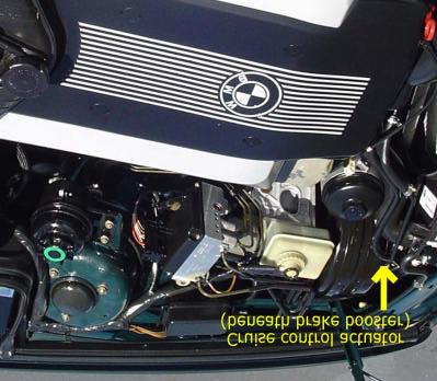Figure 25 Typical E34 mounting (non-540i) On E34 540i s, the actuator is located below and in front of the brake pressure