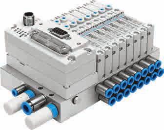 fieldbus interfaces Compact in a fixed grid Direct integration in a control cabinet Three valve sizes Valves VUVS/VTUS Low-cost Very sturdy and capable of high flow