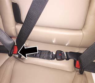 Slide the regular latch plate up the webbing as far as necessary to allow the seat belt to go around your lap. 100 Inserting Mini-Latch Plate Into Mini-Buckle 5.
