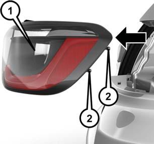 4. Remove the rear body side tail lamp, sliding it away from the back of the vehicle. 9. Reinstall the body side lamp making sure to align the ball studs.