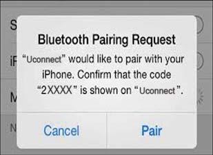 Complete The iphone Pairing Procedure: Pairing Request 1. When prompted on the mobile phone, accept the connection request from Uconnect Phone.