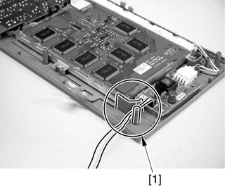 5) Remove the 5 screws [1], and detach the control panel hook [2]. F-13 6) Remove the 11 self-tapping screws [1] and the flat screw [2], and detach the control panel frame [3].