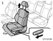 06 06.08 Flattening seatbacks (power seat) CAUTION Do not allow passengers to ride on the flattened seat while driving; use the seat in the normal position.
