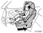 Always move the seat as far back as possible even if the front passenger occupant classification indicator light indicates OFF, because the front passenger airbag could inflate with considerable