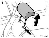 06 06.08 CY13096 CY13188 CY13152 TO USE THE ANCHOR BRACKET: 1. Remove the head restraint. 2. Raise the anchor bracket. 3. Fix the child restraint system with the seat belt.
