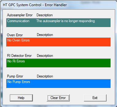6 Error Information System Errors System Errors If an error occurs on the system, the error handling will generate a dialog similar to that shown below with a description of the error.
