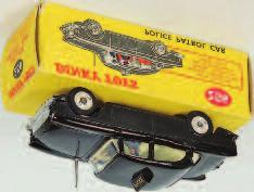 Lot 2016 2016 Dinky Toys, 264 RCMP Patrol Car, blue body with cream interior, driver and passenger figures, with red roof lift