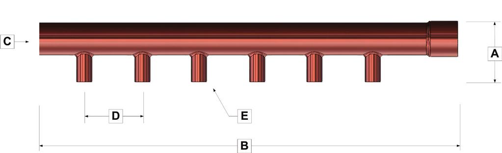 Manifolds copper Manifolds Mr PEX Copper Manifolds are available in 1, 1.5 and 2 modular bodies with branches offering copper sweat, crimp, or EK connections.