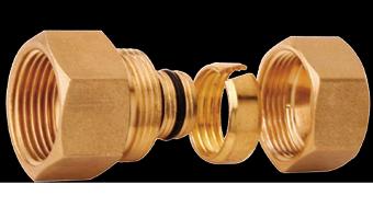 consists of a nut, insert and compression ring made of brass.