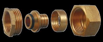 Fittings consist of a nut, insert and compression ring made of brass.
