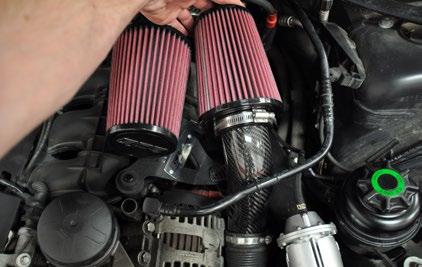 INSTALLING THE TWIN CONE INTAKE SYSTEM Step 5: Insert the rear filter pipe into the rear turbo inlet tube.