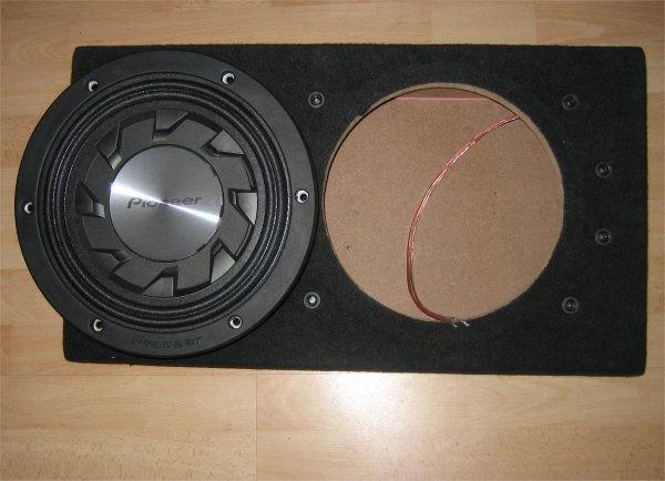 7. Assemble Your Subwoofer Enclosure Connect the subwoofer to the wires inside the enclosure. The Pioneer enclosure I have used comes with the internal wires already connected to the terminal block.