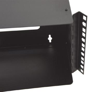 26 - Wall Mount Racks R2520 Wall Mount Racks Rack mount wall bracket with hinged rack strip and cable exit. Other sizes can be manufactured. Also available with 10/32 rack rail.