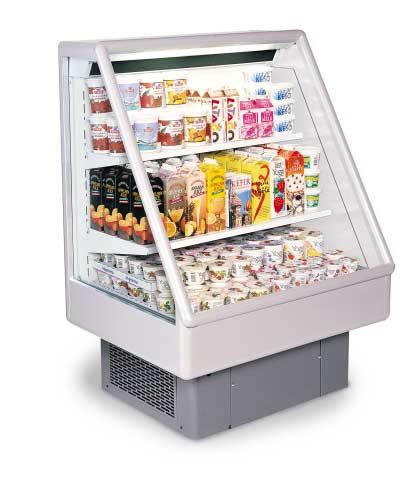 Multi-deck display case COC 95 Refrigerated open display case with two or three shelves and fully glazed sides.