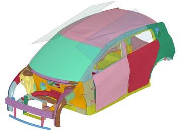 passenger side-roof structure at