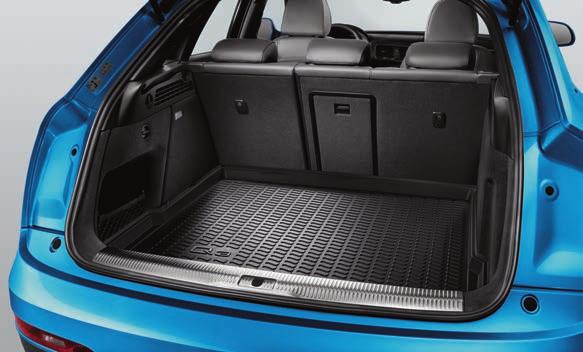 10 Premium textile floor mats Tailored to the size of the floor in the Audi Q3. Made from durable, tightly woven velour. With a special coating on the underside.