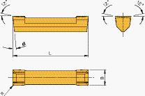 12 positive rake angle for chip-contraction Copy-turning geometry -12 special geometry for chip-contraction 12 positive rake angle on all three cutting edges same application as standard execution,