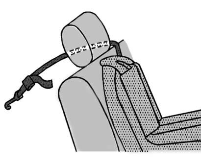 SEATS AND RESTRAINTS 107 If the position you are using has an adjustable head restraint and you are using a single tether, route the tether around the inboard side of the head restraint.