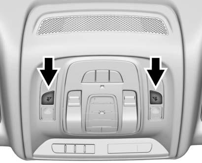 196 LIGHTING + ON/OFF : Turns the lamp on or off. Reading Lamps There are front and rear reading lamps on the overhead console and over the rear passenger doors.