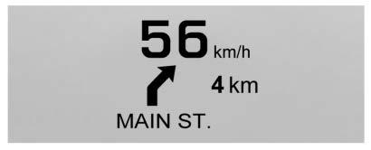 Metric English Navigation View : This display includes the information in the speed view along with Turn-by-Turn Navigation information in some vehicles.