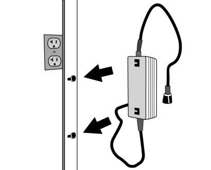 Identify an appropriate location for the charge cord. 2. Locate a mounting support, such as a wall stud. The appropriate height for mounting the charge cord is 91 cm (36 in) from the floor.