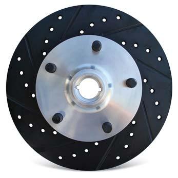 Cross-drilled brake discs are machine-balanced, with a double disc ground surface.